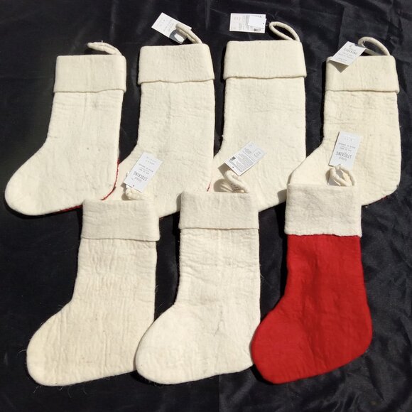 POTTERY BARN West Elm Felt Christmas Stockings Wool Monogrammed Santa BUNDLE NWT - Picture 9 of 12